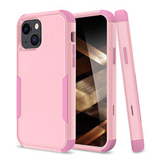 Funda Bumper Silicona y Plastico Carcasa Frontal y Trasera 360 Grados para Apple iPhone 15 Rosa Roja