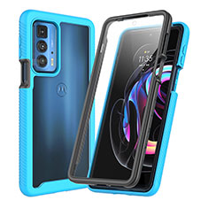 Funda Bumper Silicona y Plastico Carcasa Frontal y Trasera 360 Grados para Motorola Moto Edge S Pro 5G Azul Cielo