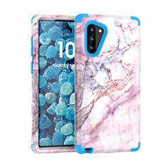 Funda Bumper Silicona y Plastico Carcasa Frontal y Trasera 360 Grados para Samsung Galaxy Note 10 Azul