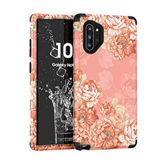 Funda Bumper Silicona y Plastico Carcasa Frontal y Trasera 360 Grados para Samsung Galaxy Note 10 Plus 5G Oro Rosa