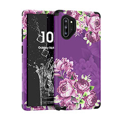 Funda Bumper Silicona y Plastico Carcasa Frontal y Trasera 360 Grados para Samsung Galaxy Note 10 Plus Morado