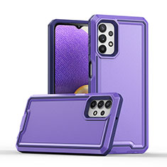 Funda Bumper Silicona y Plastico Carcasa Frontal y Trasera 360 Grados Q01W para Samsung Galaxy M32 5G Morado