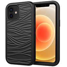 Funda Bumper Silicona y Plastico Carcasa Frontal y Trasera 360 Grados R01 para Apple iPhone 12 Negro