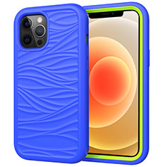 Funda Bumper Silicona y Plastico Carcasa Frontal y Trasera 360 Grados R01 para Apple iPhone 12 Pro Azul