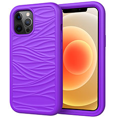 Funda Bumper Silicona y Plastico Carcasa Frontal y Trasera 360 Grados R01 para Apple iPhone 12 Pro Max Morado