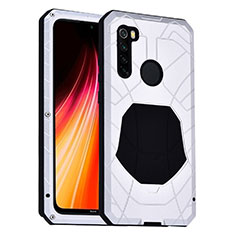 Funda Bumper Silicona y Plastico Carcasa Frontal y Trasera 360 Grados R01 para Xiaomi Redmi Note 8 Plata