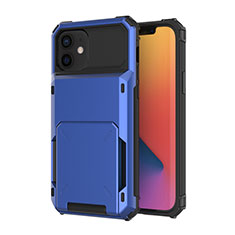 Funda Bumper Silicona y Plastico Carcasa Frontal y Trasera 360 Grados R03 para Apple iPhone 12 Azul