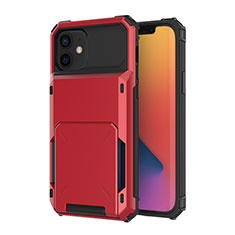 Funda Bumper Silicona y Plastico Carcasa Frontal y Trasera 360 Grados R03 para Apple iPhone 12 Mini Rojo