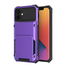 Funda Bumper Silicona y Plastico Carcasa Frontal y Trasera 360 Grados R03 para Apple iPhone 12 Morado