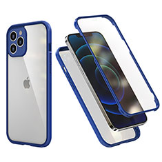 Funda Bumper Silicona y Plastico Carcasa Frontal y Trasera 360 Grados R05 para Apple iPhone 12 Pro Azul