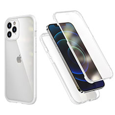 Funda Bumper Silicona y Plastico Carcasa Frontal y Trasera 360 Grados R05 para Apple iPhone 12 Pro Claro