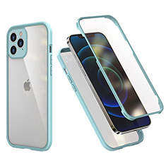 Funda Bumper Silicona y Plastico Carcasa Frontal y Trasera 360 Grados R05 para Apple iPhone 12 Pro Menta Verde