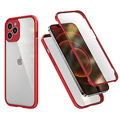 Funda Bumper Silicona y Plastico Carcasa Frontal y Trasera 360 Grados R05 para Apple iPhone 12 Pro Rojo