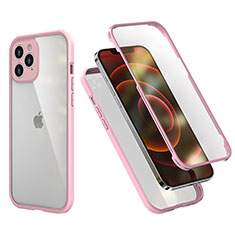 Funda Bumper Silicona y Plastico Carcasa Frontal y Trasera 360 Grados R05 para Apple iPhone 12 Pro Rosa