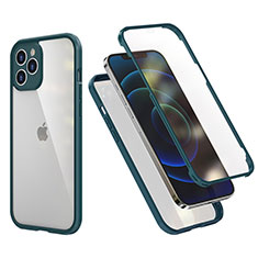 Funda Bumper Silicona y Plastico Carcasa Frontal y Trasera 360 Grados R05 para Apple iPhone 12 Pro Verde Noche