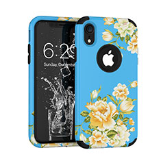 Funda Bumper Silicona y Plastico Carcasa Frontal y Trasera 360 Grados U01 para Apple iPhone XR Azul