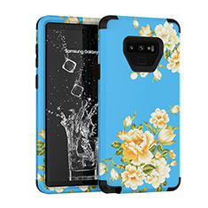 Funda Bumper Silicona y Plastico Carcasa Frontal y Trasera 360 Grados U01 para Samsung Galaxy Note 9 Azul