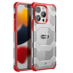 Funda Bumper Silicona y Plastico Carcasa Frontal y Trasera 360 Grados U02 para Apple iPhone 13 Pro Rojo