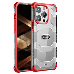 Funda Bumper Silicona y Plastico Carcasa Frontal y Trasera 360 Grados U02 para Apple iPhone 14 Pro Rojo