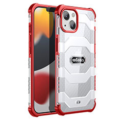 Funda Bumper Silicona y Plastico Carcasa Frontal y Trasera 360 Grados U02 para Apple iPhone 14 Rojo