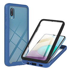 Funda Bumper Silicona y Plastico Carcasa Frontal y Trasera 360 Grados U02 para Samsung Galaxy M02 Azul