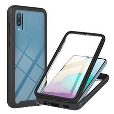 Funda Bumper Silicona y Plastico Carcasa Frontal y Trasera 360 Grados U02 para Samsung Galaxy M02 Negro