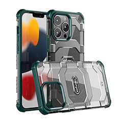 Funda Bumper Silicona y Plastico Carcasa Frontal y Trasera 360 Grados U03 para Apple iPhone 13 Pro Verde