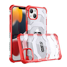 Funda Bumper Silicona y Plastico Carcasa Frontal y Trasera 360 Grados U03 para Apple iPhone 13 Rojo