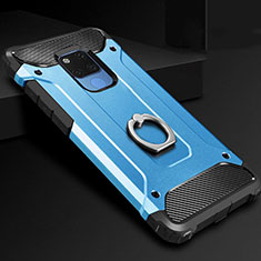 Funda Bumper Silicona y Plastico Mate Carcasa con Anillo de dedo Soporte H01 para Huawei Mate 20 X 5G Azul Cielo