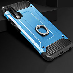 Funda Bumper Silicona y Plastico Mate Carcasa con Anillo de dedo Soporte H01 para Huawei Nova 6 Azul Cielo