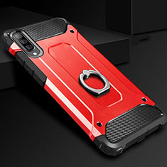 Funda Bumper Silicona y Plastico Mate Carcasa con Anillo de dedo Soporte H01 para Samsung Galaxy A70 Rojo