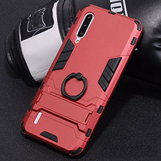 Funda Bumper Silicona y Plastico Mate Carcasa con Anillo de dedo Soporte H01 para Xiaomi Mi A3 Rojo
