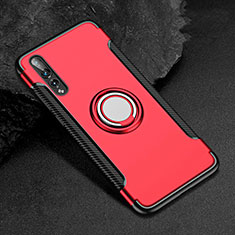Funda Bumper Silicona y Plastico Mate Carcasa con Anillo de dedo Soporte para Huawei P20 Pro Rojo