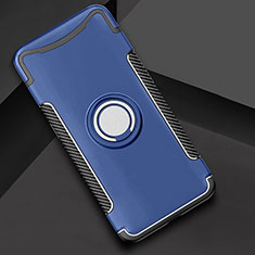 Funda Bumper Silicona y Plastico Mate Carcasa con Anillo de dedo Soporte para Oppo Find X Super Flash Edition Azul