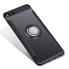 Funda Bumper Silicona y Plastico Mate Carcasa con Anillo de dedo Soporte para Xiaomi Mi 6 Negro