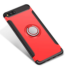 Funda Bumper Silicona y Plastico Mate Carcasa con Anillo de dedo Soporte para Xiaomi Mi 6 Rojo