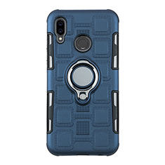 Funda Bumper Silicona y Plastico Mate Carcasa con Anillo de dedo Soporte S01 para Huawei P20 Lite Cian