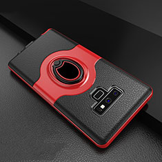 Funda Bumper Silicona y Plastico Mate Carcasa con Anillo de dedo Soporte S01 para Samsung Galaxy Note 9 Rojo