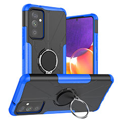 Funda Bumper Silicona y Plastico Mate Carcasa con Magnetico Anillo de dedo Soporte J01X para Samsung Galaxy A05s Azul
