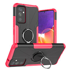Funda Bumper Silicona y Plastico Mate Carcasa con Magnetico Anillo de dedo Soporte J01X para Samsung Galaxy A05s Rosa Roja