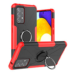 Funda Bumper Silicona y Plastico Mate Carcasa con Magnetico Anillo de dedo Soporte J01X para Samsung Galaxy A52 5G Rojo