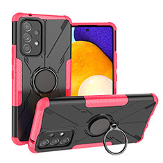 Funda Bumper Silicona y Plastico Mate Carcasa con Magnetico Anillo de dedo Soporte J01X para Samsung Galaxy A53 5G Rosa Roja