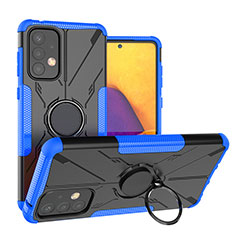 Funda Bumper Silicona y Plastico Mate Carcasa con Magnetico Anillo de dedo Soporte J01X para Samsung Galaxy A73 5G Azul