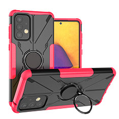Funda Bumper Silicona y Plastico Mate Carcasa con Magnetico Anillo de dedo Soporte J01X para Samsung Galaxy A73 5G Rosa Roja