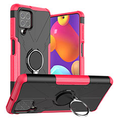 Funda Bumper Silicona y Plastico Mate Carcasa con Magnetico Anillo de dedo Soporte J01X para Samsung Galaxy F62 5G Rosa Roja