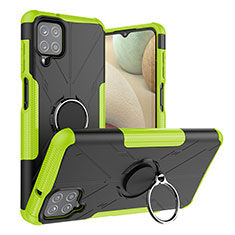 Funda Bumper Silicona y Plastico Mate Carcasa con Magnetico Anillo de dedo Soporte J01X para Samsung Galaxy M12 Verde