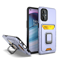 Funda Bumper Silicona y Plastico Mate Carcasa con Magnetico Anillo de dedo Soporte J03S para OnePlus Nord N20 5G Purpura Claro