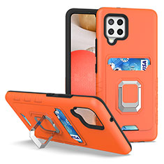 Funda Bumper Silicona y Plastico Mate Carcasa con Magnetico Anillo de dedo Soporte J03S para Samsung Galaxy A42 5G Naranja