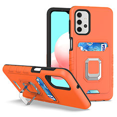 Funda Bumper Silicona y Plastico Mate Carcasa con Magnetico Anillo de dedo Soporte J03S para Samsung Galaxy M32 5G Naranja