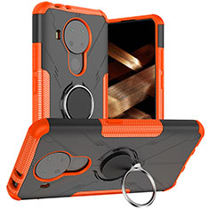 Funda Bumper Silicona y Plastico Mate Carcasa con Magnetico Anillo de dedo Soporte JX1 para Nokia 5.4 Naranja